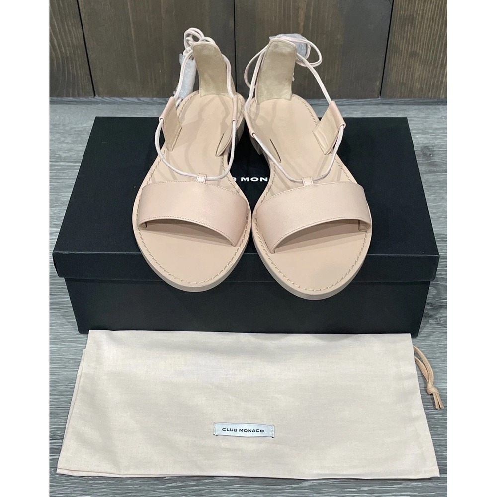 Club Monaco Cahdell Lace Up Sandal Pale Rose Pink Leather Women's 37 US7 $179.50